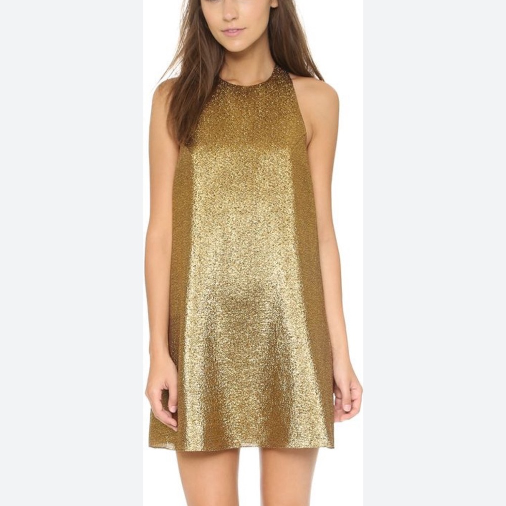 Alice + Olivia Harrison Dress, Gold Sleeveless Mini Dress
